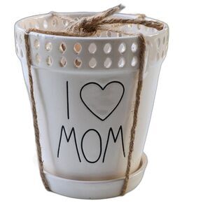 Rae Dunn I Love‎ Mom White Ceramic Planter Vase